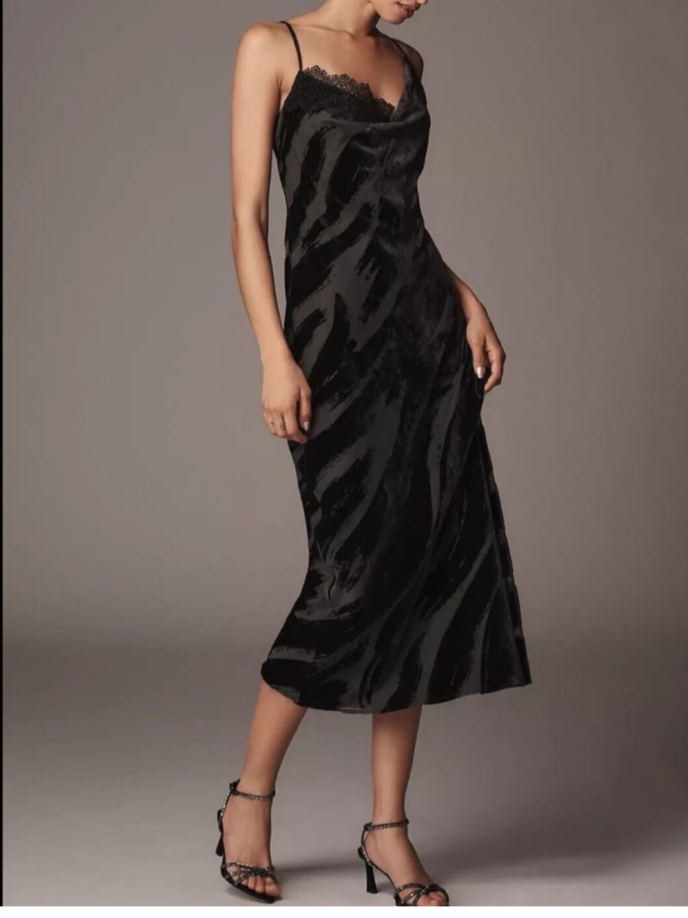 NWOT Anthropologie Velvet and Lace Slip Dress